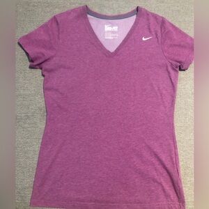 Nike Slim Fit Dri-Fit V-Neck Tee Wine Heather L
